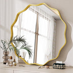 Round Wavy Mirror, 24 Inch Metal Frame Circle Mirror, Round Wall Mounted - Image 5
