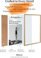 iHery Natural OAK Wood Framed Trendy NewsPaper Wall Art, 12x16in Retro Magazine - Image 3