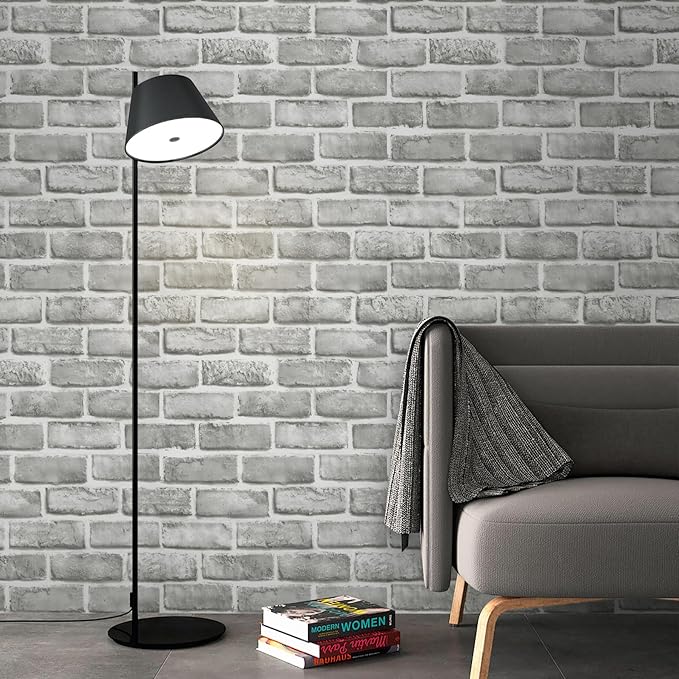 Guvana Grey Brick Wallpaper Peel and Stick Wallpaper 3D Brick Contact Paper by Guvana