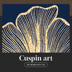 Framed Modern Luxury Wall Art for Living Room, Large Navy Blue and Gold Ginkgo - Image 8