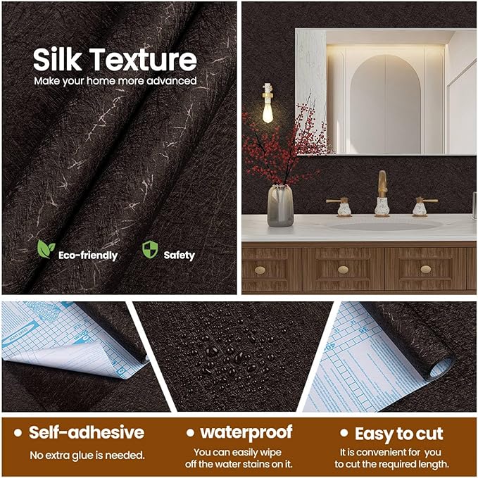 Brown Peel and Stick Self Adhesive Wallpaper - Image 2