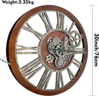 The B-Style Large Real Moving Gears Wall Clock 30 inch Rustic Retro Industrial - Image 4