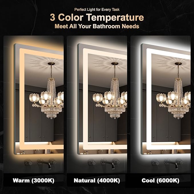 Delma LED Bathroom Mirror with Lights, 30x20 Vanity Mirror - Image 4