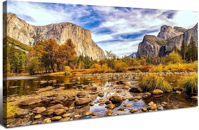 Yosemite National Park Wall Art Nature Landscape Valley Mountain Large Canvas by HOME