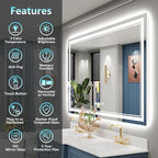 60x40 LED Bathroom Mirror with Lights, Backlit and Front Lit Anti-Fog Lighted - Image 2
