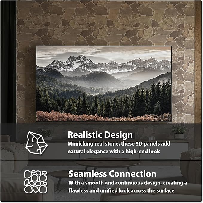 CONCORD WALLCOVERINGS ™ Retro-Art 3D Wall Panels, Wild Stone in Brown Beige Grey - Image 3