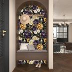 Floral Black Vintage Wallpaper Peel and Stick Dark Purple Beige Peony Contact - Image 6