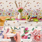 Kochorie 100 Ft x 54 Inch Spring Floral Tablecloth Roll Plastic Flower - Image 4
