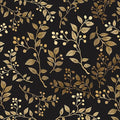 Dark Floral Peel and Stick Wallpaper, Vintage Gold Leaf Self-Adhesive Contact by VOLEAARWALLPAPER
