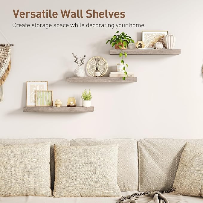 RALGEND Floating Shelves for Wall, 1.5" Thick Wall Shelf Set of 3 - Image 4