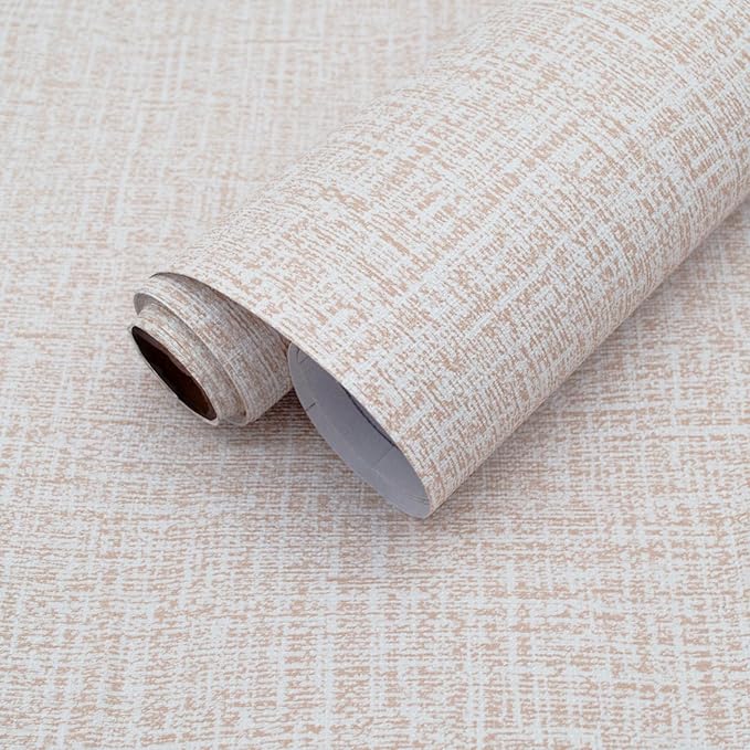Yancorp 10ft Textured Fabric Wallpaper Faux Grasscloth Khaki Peel and Stick by YancorpHomeDecor