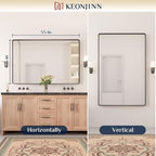 Keonjinn Black Bathroom Mirror 55 x 36 Inch Large Rounded Rectangle Mirror - Image 8
