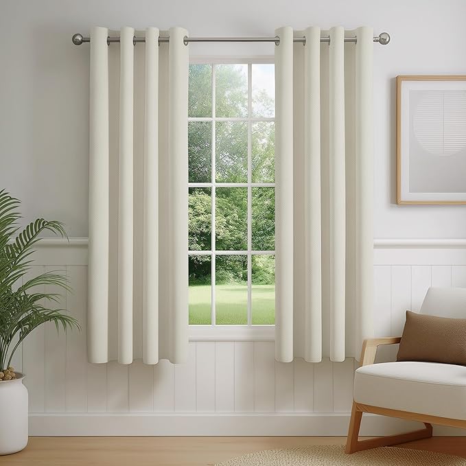 FMFUNCTEX 100% Beige Blackout Curtains by Fmfunctex