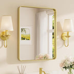 TETOTE Brushed Gold Bathroom Mirror, 24 x 30 Inch Metal Framed Mirror, Brushed by TETOTE