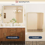 Keonjinn Gold Bathroom Mirrors for Over Sink 42” x 36” Large Brushed Brass - Image 9