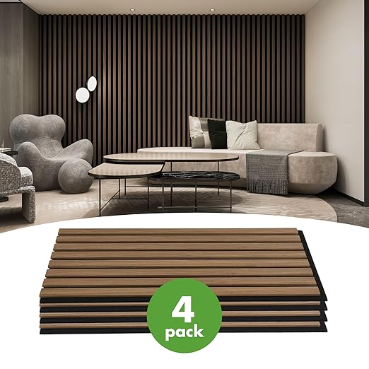 Art3d 4-Pack 12" x 24" Soundproof Wood Slat Panels, 8 sq.ft Acoustic Wall Panels - Image 2