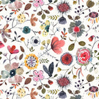 Wallpaper Peel and Stick Floral Wall Paper Removable Waterproof White/Green/Red by Vintique