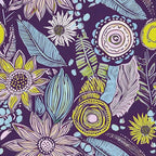 Purple Boho Wallpaper Peel and Stick, Vintage Yellow Floral Contact Paper by Laatse