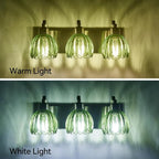 3-Light Vanity Lights with Green Tulip Glass Shade, Brushed Nickel Bathroom - Image 6