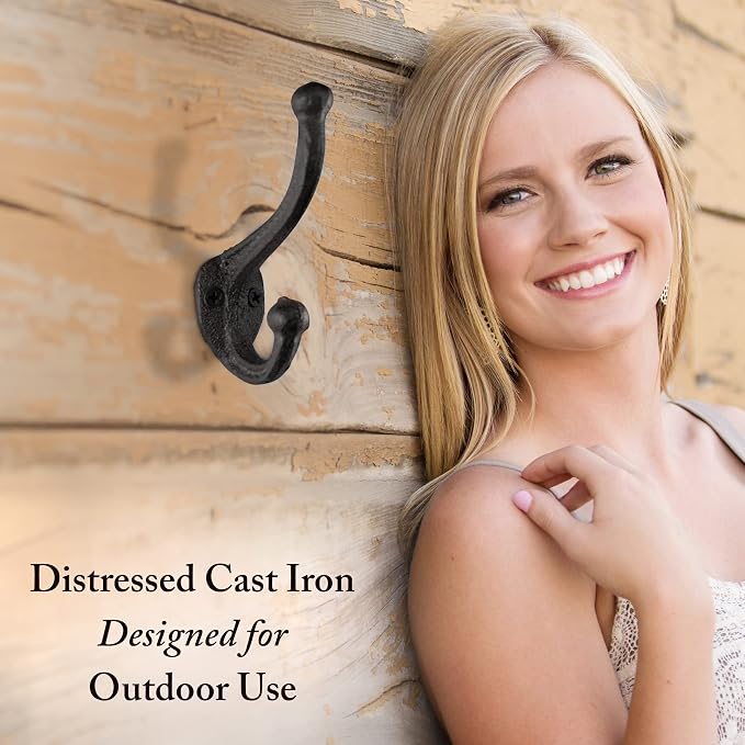 My Fancy Farmhouse Rustic Cast Iron Coat Hooks Wall Mounted Farmhouse - Image 2