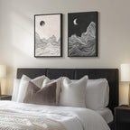 Framed Black and White Abstract Wall Art, 2 Piece Modern Canvas Prints - Image 2