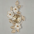 Touch of Class Aurora Ivory and Gold Floral Wall Art Clock - Image 2