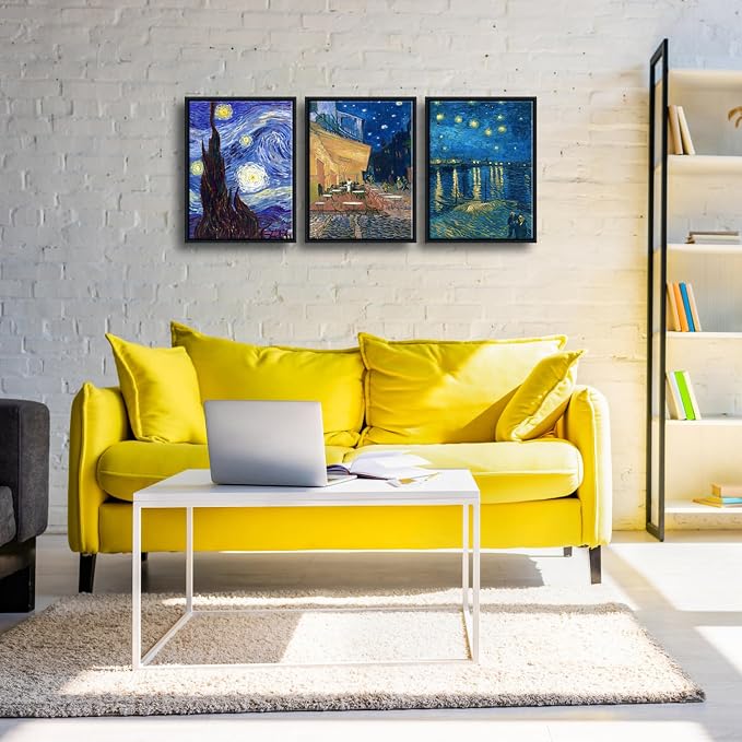 Wieco Art Framed 3 Panels Canvas Prints of Vincent Van Gogh Paintings - Image 5