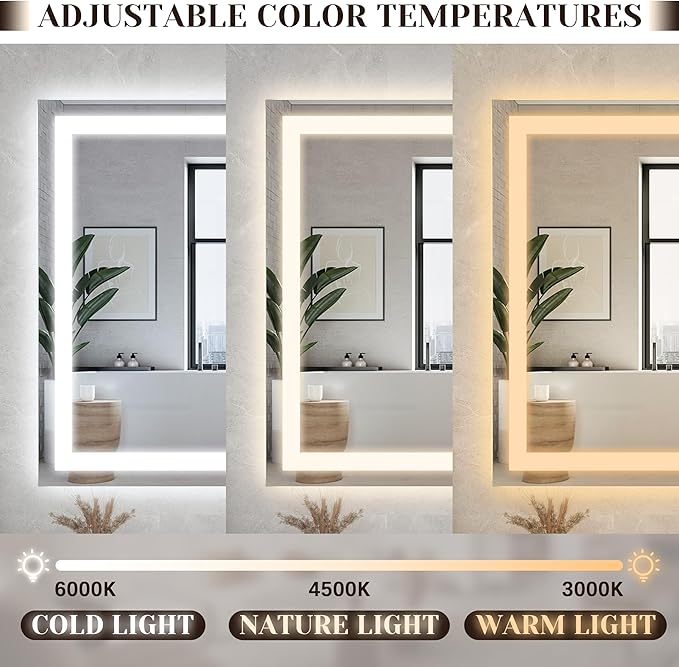 ROLOVE 31" x 22" Large Lighted Vanity Mirror - Image 4