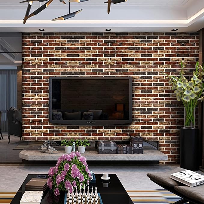 20-Pack 104 Sq.Ft 3D Wall Panels Peel and Stick 3D Faux Brick Wallpaper Peel - Image 2