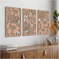 VIYYIEA Boho Solid Wood Carved Wall Art Set of 3, Geometric Minimalist Wooden by VIYYIEAART
