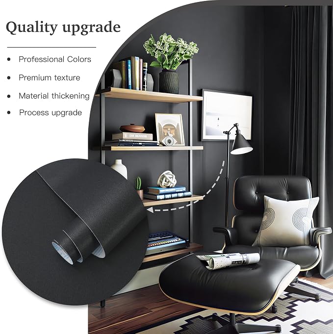 Dimoon 17.7''x118'' Peel and Stick Wallpaper Dark Grey Contact Paper - Image 8