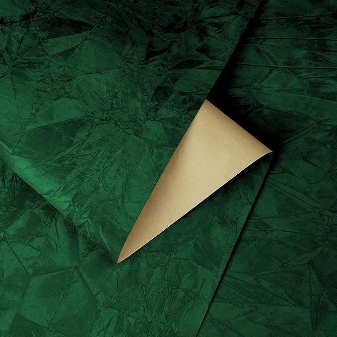 YENHOME 30"X393" Dark Green Velvet Wallpaper Peel and Stick Vintage Green - Image 7