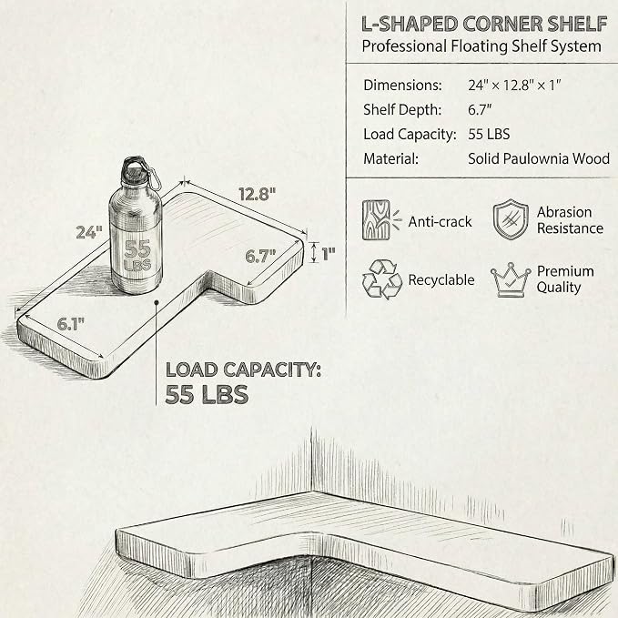 16 Inch Solid Wood Floating Corner Shelves 3 Pack - Image 3