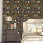 Boho Wallpaper Peel and Stick, Vintage Blue Yellow Floral Contact Paper - Image 2
