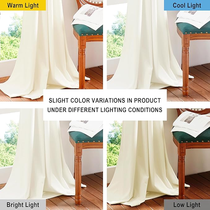 NICETOWN Ivory White Velvet Curtains 54" Length 42" Wide, Light Dimming Thermal - Image 8