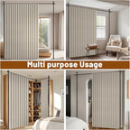 100% Blackout Room Divider Curtains Sets Cream White W100 x L84 in, 2 Panels - Image 7