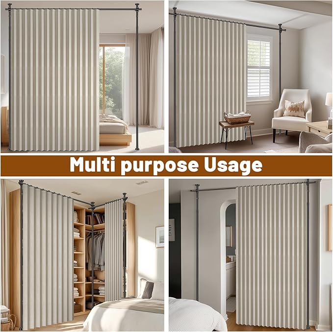 100% Blackout Room Divider Curtains Sets Cream White W100 x L84 in, 1 Panel - Image 5