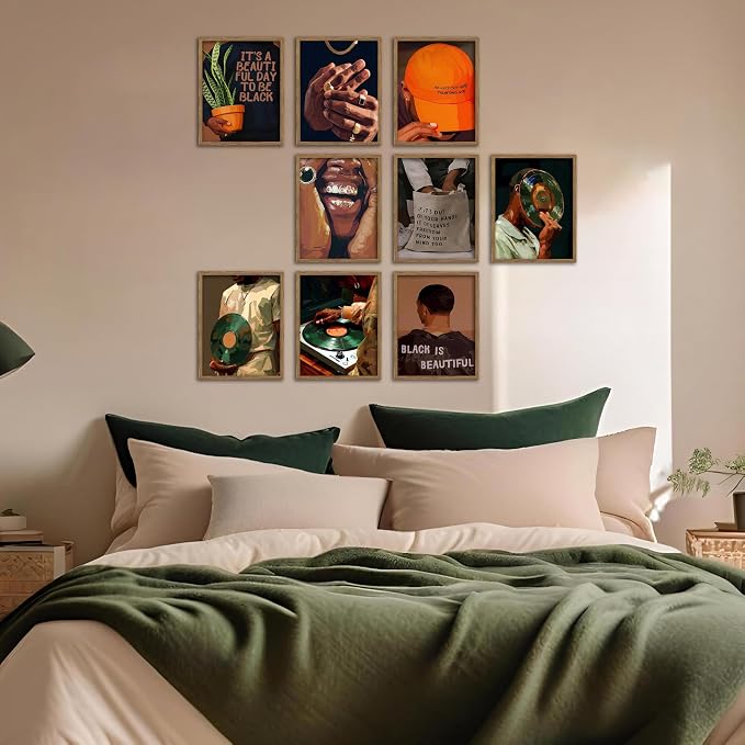Black Culture Wall Art Set of 9, Living Room, Neutral Color Home Decor - Image 6