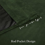 NICETOWN Olive Green Velvet Blackout Curtains 98 inch Long - Image 2