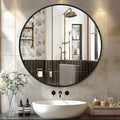 Black Round Mirror 22 Inch, Circle Wall Mirrors by Delma