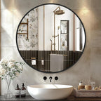 Black Round Mirror 22 Inch, Circle Wall Mirrors by Delma