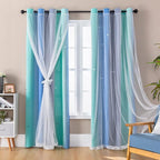 XiDi Curtains for Bedroom Decor, Rainbow BluGrenGrey-34-96 by Addsomecolortolife