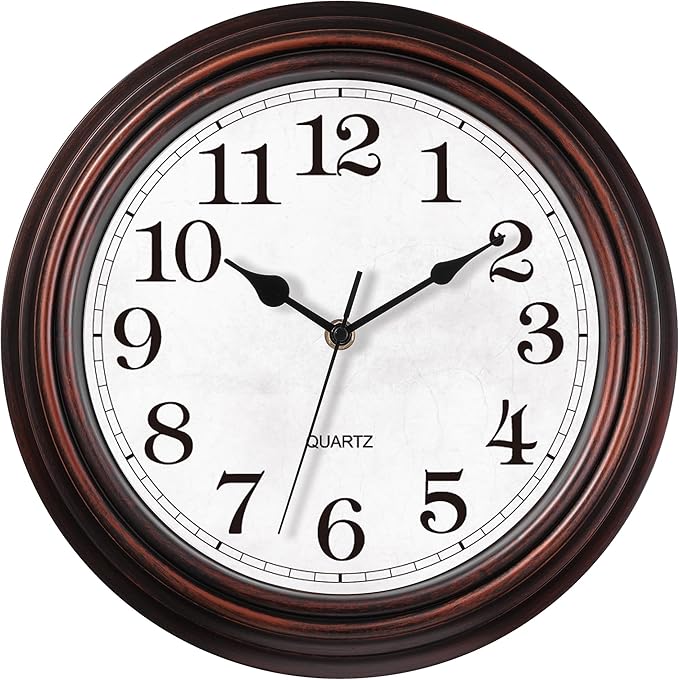 Wall Clock, 12 Inch Vintage Retro Silent Quality Wall Clocks Battery Operated by HYLANDA