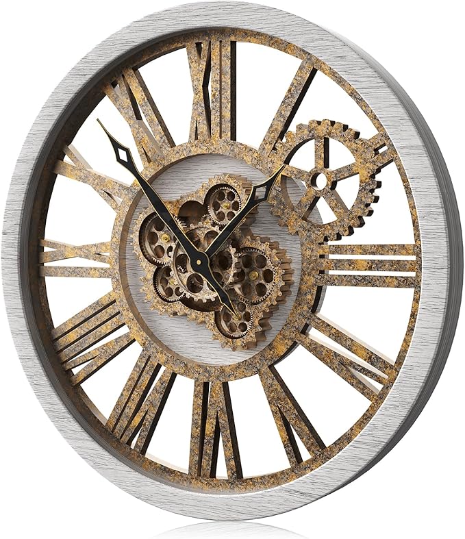 B-Style Large Wall Clock 18 Inch Moving Gear Oversized Vintage Farmhouse Rustic by TheB-StyleTB
