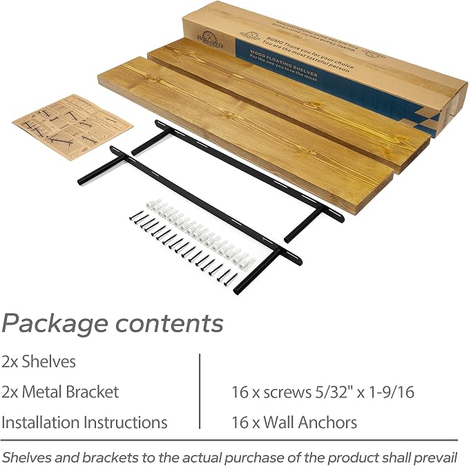 BGMG Wood Floating Shelves for Wall 30 inch Set of 2, Rustic Wooden Wall Mount - Image 7
