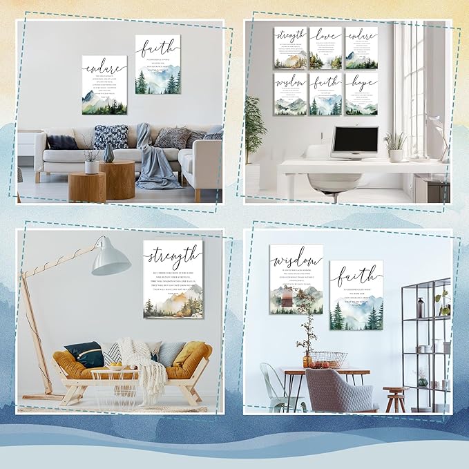 Sacubee 6 Pack Acoustic Christian Art Panels 12" x 16" Faith Hope Love - Image 6