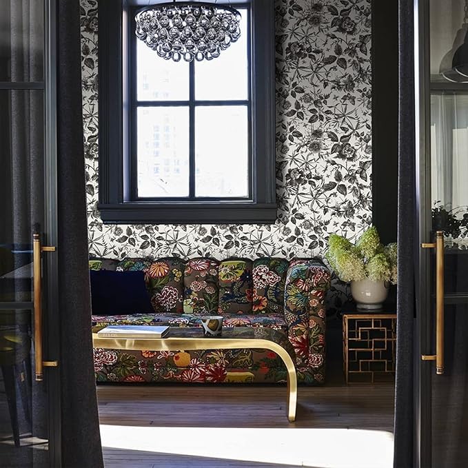 JiffDiff Floral Vintage Wallpaper Peel and Stick Wall Stick Black Rose - Image 5