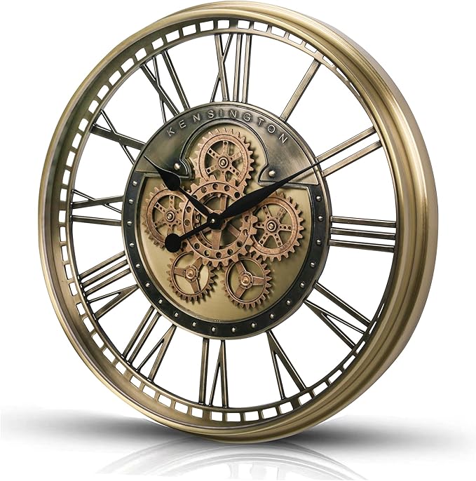 CLXEAST 28 Inch Gold Moving Gear Wall Clock - Image 9