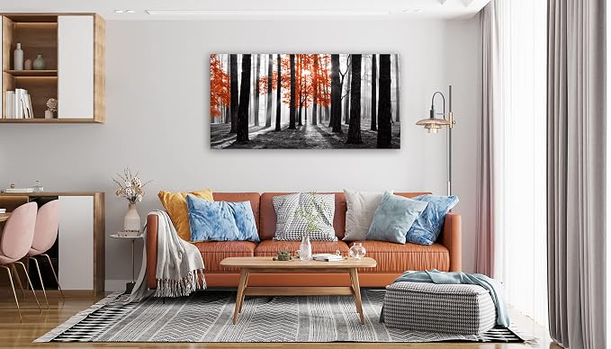 Cao Gen Decor Art S06650 Wall Art Canvas Painting Red Tree in Black and White - Image 7