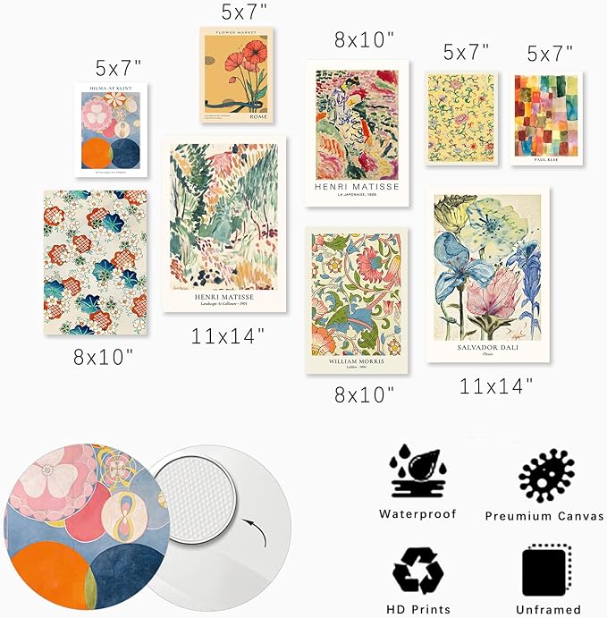 KBKBART Colorful Eclectic Wall Art Prints, Trendy Maximalism Famous Artist - Image 5